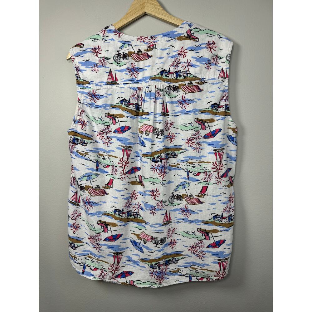 Kim Rogers Women's Tank Large Linen Sleeveless Beach Print Travel Vacation - Picture 7 of 10